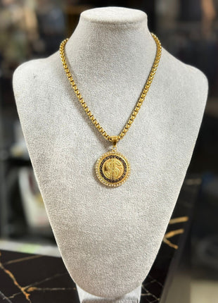 CADENA DORADA CON DIJE EURO REDONDO – LOOK URBANO