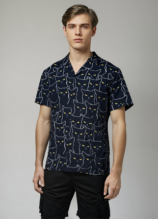 CAMISA DIBUJO GATO NEGRO