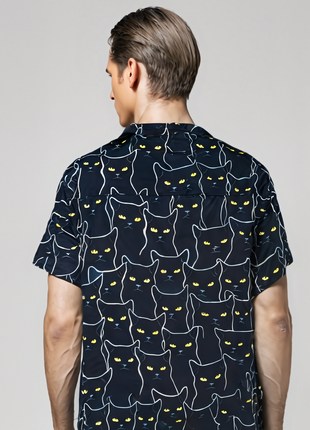 CAMISA DIBUJO GATO NEGRO