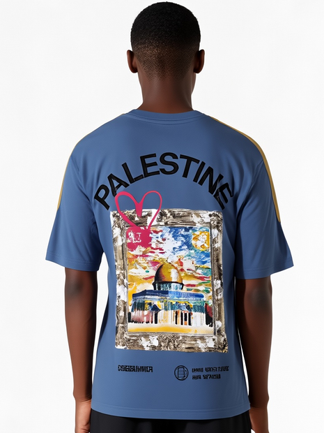 CAMISETA OVERSIDE PALESTINA AZUL