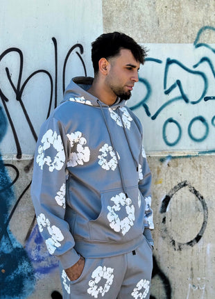 CONJUNTO CHÁNDAL NEGRO FLORES