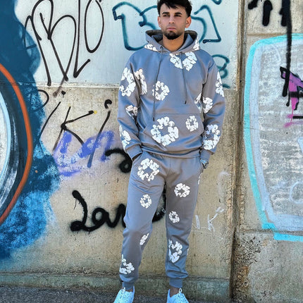 CONJUNTO CHÁNDAL GRIS FLORES