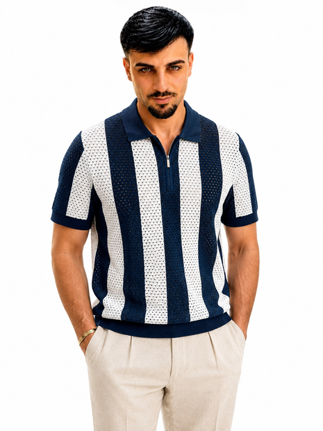 CAMISETA POLO CALADA AZUL MARINO