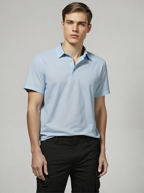 CAMISA AZUL CLARITO DE ALGODON Y LINO