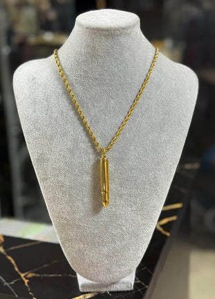 CADENA DORADA TRENZADA CON DIJE BALA — ESTILO URBANO