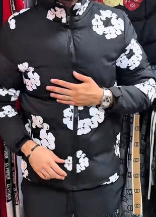 CHAQUETA DE FLORES NEGRO