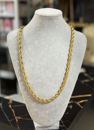 CADENA DORADA TRENZADA – LARGA GRUESA - ESTILO CLÁSICO Y ELEGANTE