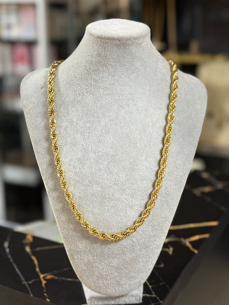 CADENA DORADA TRENZADA – LARGA GRUESA - ESTILO CLÁSICO Y ELEGANTE