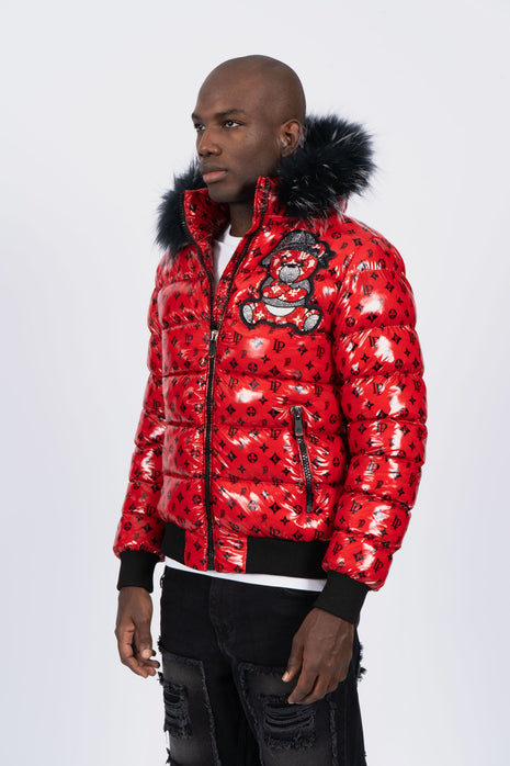 CHAQUETA LEFT POINT ROJA PEDRERIA BRILLANTE OSO