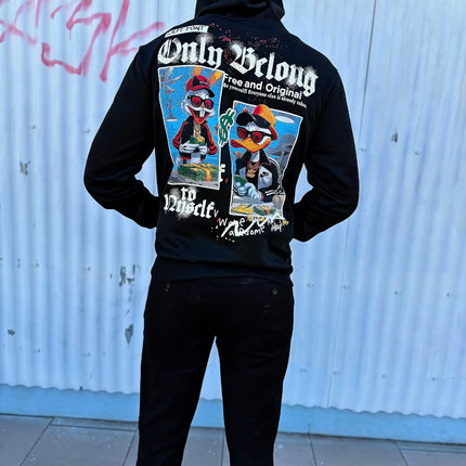 SUDADERA NEGRA ESTILO URBANO CON DISEÑO LOONEY TUNES