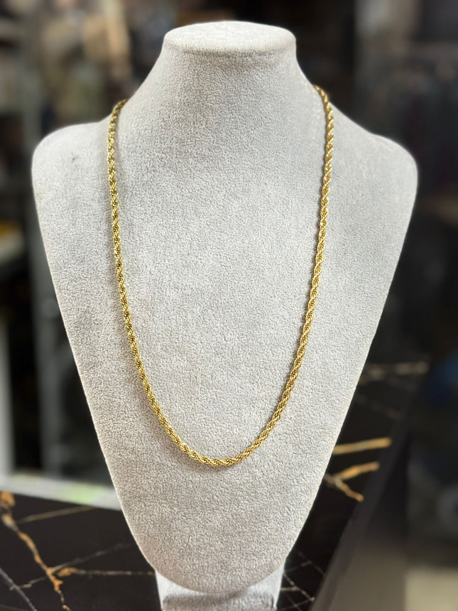 CADENA DORADA TRENZADA – LARGA Y FINA - LOOK URBANO