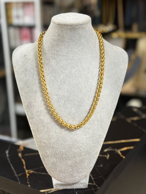 CADENA DORADA TRENZADA GRUESA – ESTILO CLÁSICO Y ELEGANTE