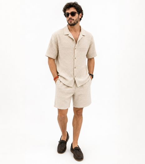 CONJUNTO CORTO TEXTURIZADO BEIG