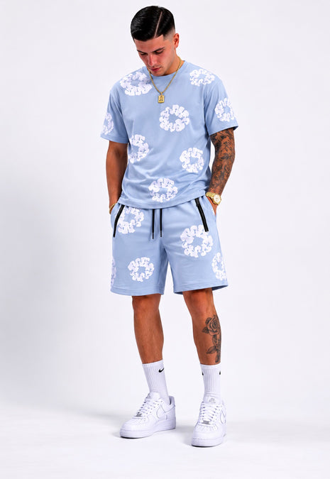 CONJUNTO DE FLORES AZUL CLARITO
