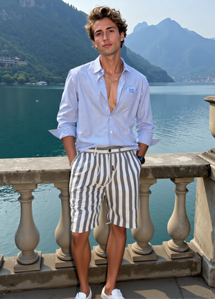 PANTALON RAYAS CORTO AZUL CLASICO