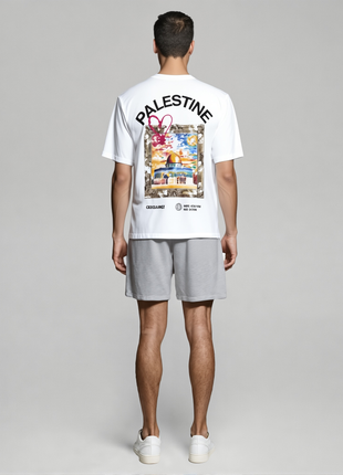 CAMISETA OVERSIDE PALESTINA BLANCA