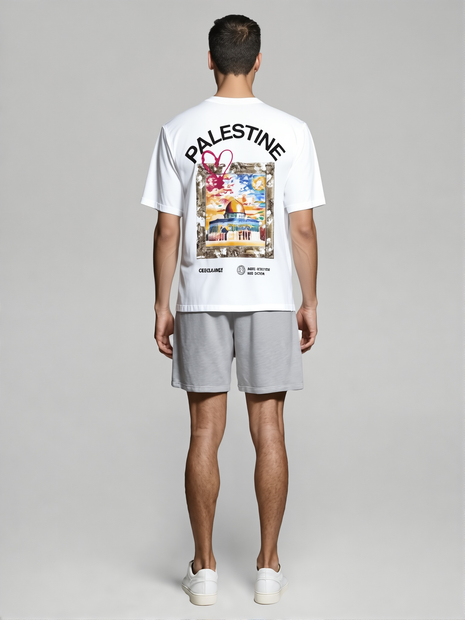 CAMISETA OVERSIDE PALESTINA BLANCA