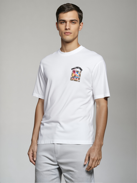 CAMISETA OVERSIDE PALESTINA BLANCA